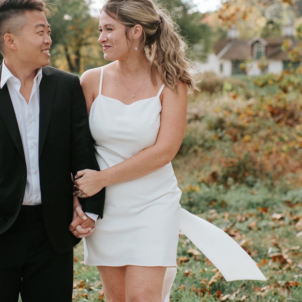 White mini dress, used once for engagement photos